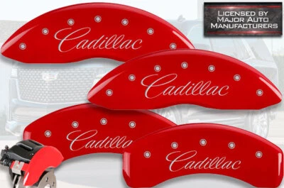 2010-2011 "Cadillac" SRX Front + Rear Red MGP Brake Disc Caliper Covers 4pc Set - Image 1 of 4