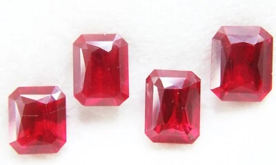 53 Ct Certified Emerald Shape Natural Ruby Loose Gemstones Lot Mix Size 12-13 mm - Image 1 of 4
