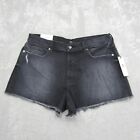 7 For All Mankind Women's Cut Off Black Denim Jean Shorts Size 32 Monroe New