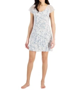 Camisón Charter Club con ribete de encaje gris mediano floral flor de cerezo - Imagen 1 de 3