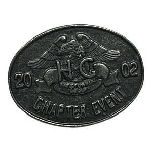 HOG Harley Owner Group Chapter Event 2002 Vest Jacket Hat Lapel Double Pin - Imagen 1 de 7