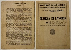ADDIS ABEBA ETIOPIA GOVERNO SCIOA’ TESSERA LAVORO MIGRAZIONE E COLONIZACIÓN - Imagen 1 de 6