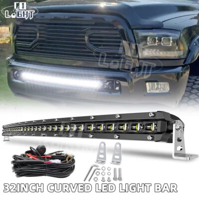 Combo de barra de luz LED curva 32" + kit de cableado para Dodge Ram 2500 3500 4500 10-19 Foto 1 de 4