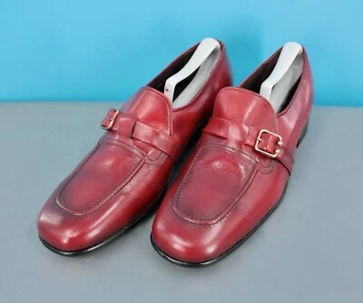 Men's VTG NOS 70s Red Leather Buckle Loafers Sz 10 C 1970s Nunn Bush - Image 1 of 4
