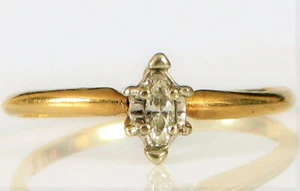 VINTAGE DESIGNER SIGNED 10K YELLOW GOLD 1/20 CT MARQUISE DIAMOND COCKTAIL RING ! - Picture 1 of 6