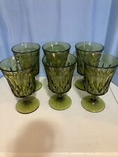 NORITAKE 6 Piece Set Perspective Green Iced Tea / Wine Glasses Vintage Stemware