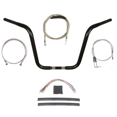 Harley-Davidson Dyna 1 1/4" Black Wild 1 WO572 14" Ape Hanger KIT 1990-1995 Foto 1 de 2