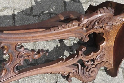 corner flower side table three leg old antique carved ornate oak top deco - Image 1 of 4