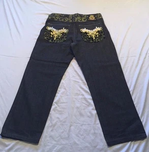 Men's Straight Leg Jeans Denim Jeans 42 x 34 Embroidered - Picture 1 of 5