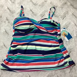 nwt ocean avenue striped tankini small summer beach  - Picture 1 of 9