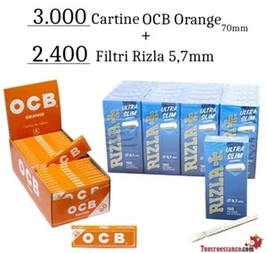 3.000 Cartine OCB Arancione 70mm + 2.400 Filtri Rizla 5,7mm - Imagen 1 de 5