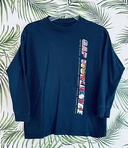 GAP Worldwide Navy Long Sleeve T-Shirt YOUTH BOYS Size Medium - Picture 1 of 2