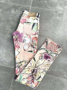 Women's JUST CAVALLI Denim Floral Jeans Pants Straight - Slim IT 38 EU 34 XS - Picture 1 of 24