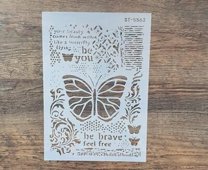 Schablonen Schmetterling Text ST-1010194 Wandtattoo Vintage Stencil Malerei - Bild 1 von 5