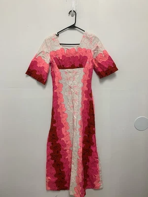 Vestido De Colección Ui Maikai S/M Hawaiano Floral Algodón Rosa Rojo Hibisco Hawaiano Foto 1 de 4