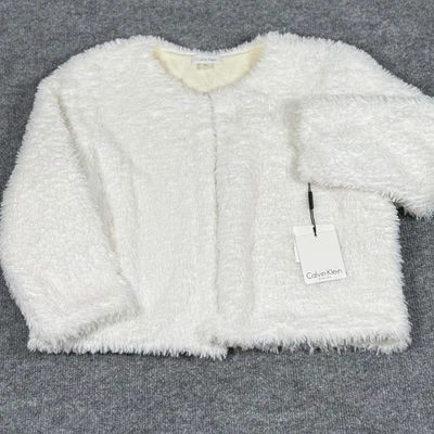Cárdigan Calvin Klein Grande Blanco Imitación Piel Suéter Encogerse de hombros Bolero Chaqueta Bodas Foto 1 de 4