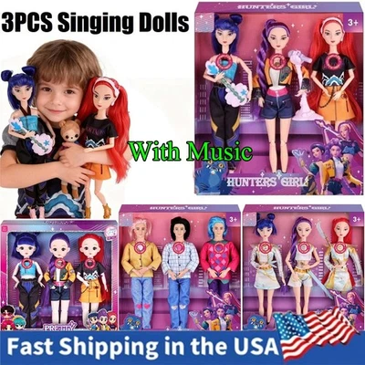 Figura coleccionable juguete 3 piezas cosplay Kpop cazadores de demonios muñecas EE. UU. Foto 1 de 4