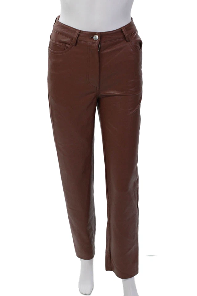Wilfred Womens Textured Zip Button Lined Skinny Leg Dress Pants Brown Size 0 - Image 1 of 4