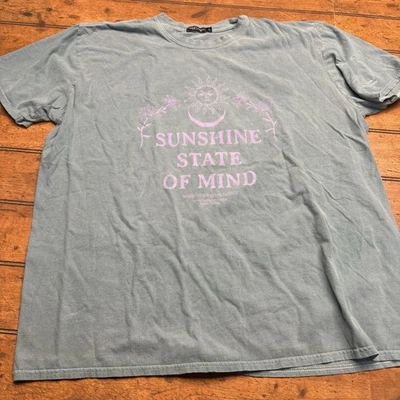 NASTYGAL Sunshine State T 恤女式大号绿色短袖图案 — 第 1/3 张图片