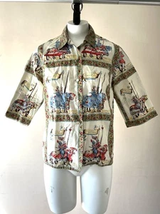 Camicia Koret of California vintage anni 70 cotone stampa grafica donna mod 13/14 - Foto 1 di 18