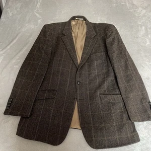 Giacca blazer Brook Taverner Moon tweed uomo marrone taglia 42 R spina di pesce check - Foto 1 di 21
