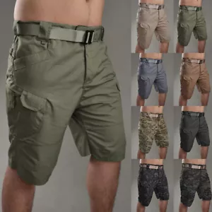 ✽ Mens Army Cargo Combat Shorts Casual Work Cotton Flat Front Tactical Half Pant - Picture 1 of 25
