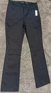 Old Navy Womens Boot Cut Chino Pants Sz 0 Black Stretch Pockets 28 X 30 New - Picture 1 of 5