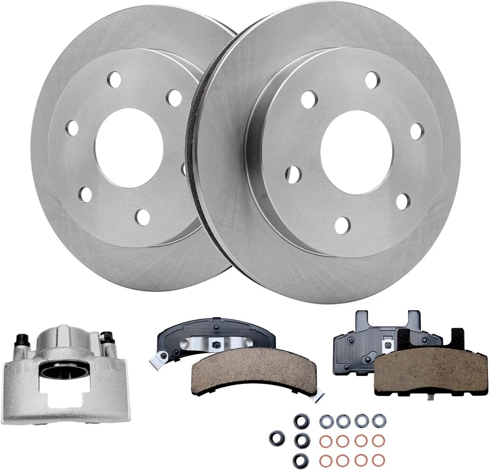 Front Right Disc Rotors & Caliper Brake Pads for Chevrolet GMC K1500 K2500 Tahoe - Image 1 of 1