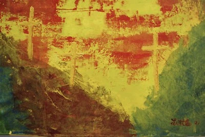 painting on canvas  39” X 62” Acrylic, Abstract, POP Art, giant - Image 1 of 4