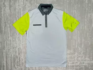 NIKE Tour Performance Dri-Fit Golf Maglia Camicia Verde Neon/Giallo Maniche USATA M - Foto 1 di 16