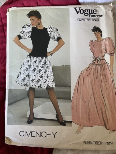 Abito Vogue Paris originale 1274 Givenchy Misses MODELLO VINTAGE non tagliato