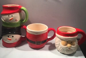 SANTA Figural 3D Christmas Holiday 12 Oz Kaffeebecher Tasse Keramik handbemalt - Bild 1 von 9