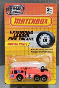 Matchbox MB18 Extending Ladder Fire Engine Orange 1990 Unpunched - Picture 1 of 3