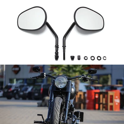 Боковые зеркала заднего вида для мотоциклов черные подходят для Harley Davidson Fatboy / Fat Bob - Изображение 1 из 4