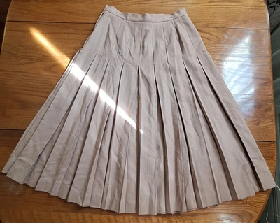 Vintage Evan-Picone Petites Pleated Skirt 12 Worsted Wool Tan USA Union Talon  - Image 1 of 4