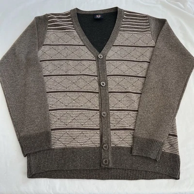 Cárdigan suéter vintage Cambridge Classics para hombre grande tejido a rayas abuelo Foto 1 de 4