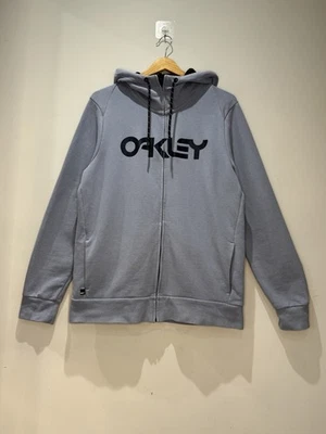 Oakley Men's Mark II FZ Full Zip Hoodie Jacket Blue Grey Spellout Logo - Image 1 of 4