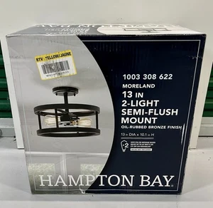 Hampton Bay Moreland 13 pulgadas Montaje semi-al ras de bronce frotado con aceite de 2 luces - Imagen 1 de 3