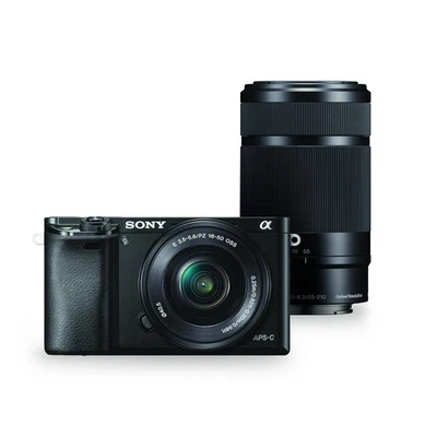 Sony Alpha a6000 Black Interchangeable Lens Camera with 16-50mm and 55-210mm - Image 1 of 3