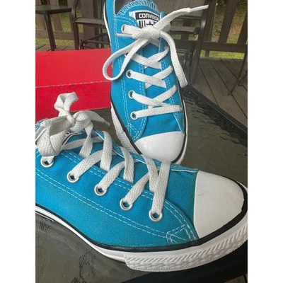 Zapatillas Converse All Star Azul Turquesa Parte Superior Baja de Lona Niños Jóvenes Talla 3 Foto 1 de 4