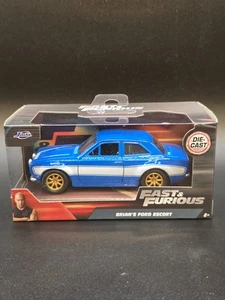 Jada Fast & Furious Brian's Ford Escort scala 1/32 pressofuso - blu/bianco - nuovo - Foto 1 di 12