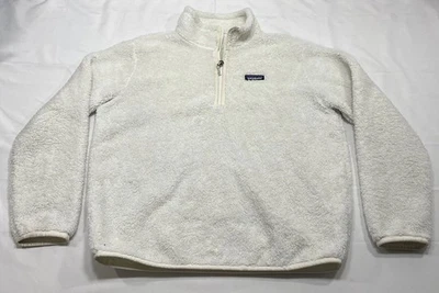 VTG Patagonia Women Off-White Los Gatos Pile Fleece 1/4 Zip Pullover Size LARGE - Imagem 1 de 4