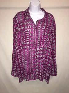 miss tina Damen Hemd mit Knöpfen grau/lila Large oder XL 16-18 durchsichtig - Bild 1 von 3