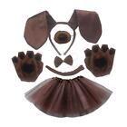 Dog Long Ears Headband and Tail Dogs Nose Bowtie Dress up Halloween Cosplay for