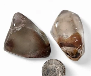 Amphibol Quartz Crystal Red Ghost Phantom Points Brazil 52.4 grams 2 Piece Lot - Picture 1 of 2