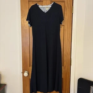 Travel Smith Kleid Damen Gr. M Blau A-Linie V-Ausschnitt Gefüttert Stretch Kurzarm - Bild 1 von 10