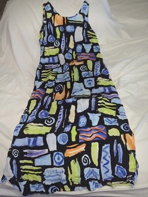 Vestido Midi De Colección NINA PICCALINO Negro Multicolor Abstracto Sin Mangas Unk Talla S3 Foto 1 de 4