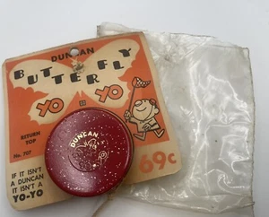 Vintage Duncan Butterfly No. 707 Holz Rot Yo Yo Neu Orginal Karte & Paket - Bild 1 von 6