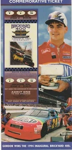 BOLETO CONMEMORATIVO JEFF GORDON WIN 1994 BRICKYARD 400 4 X8 1/2 EDICIÓN LIMITADA - Imagen 1 de 2