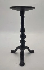 Vintage Brutalist schwarz schmiedeeiserne Säule Kerzenhalter Stativ Beine 8" - Bild 1 von 7